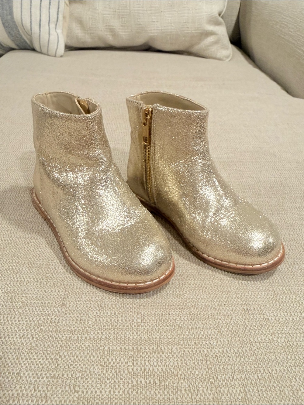 Janie and Jack Girls Gold Glitter Ankle Booties
